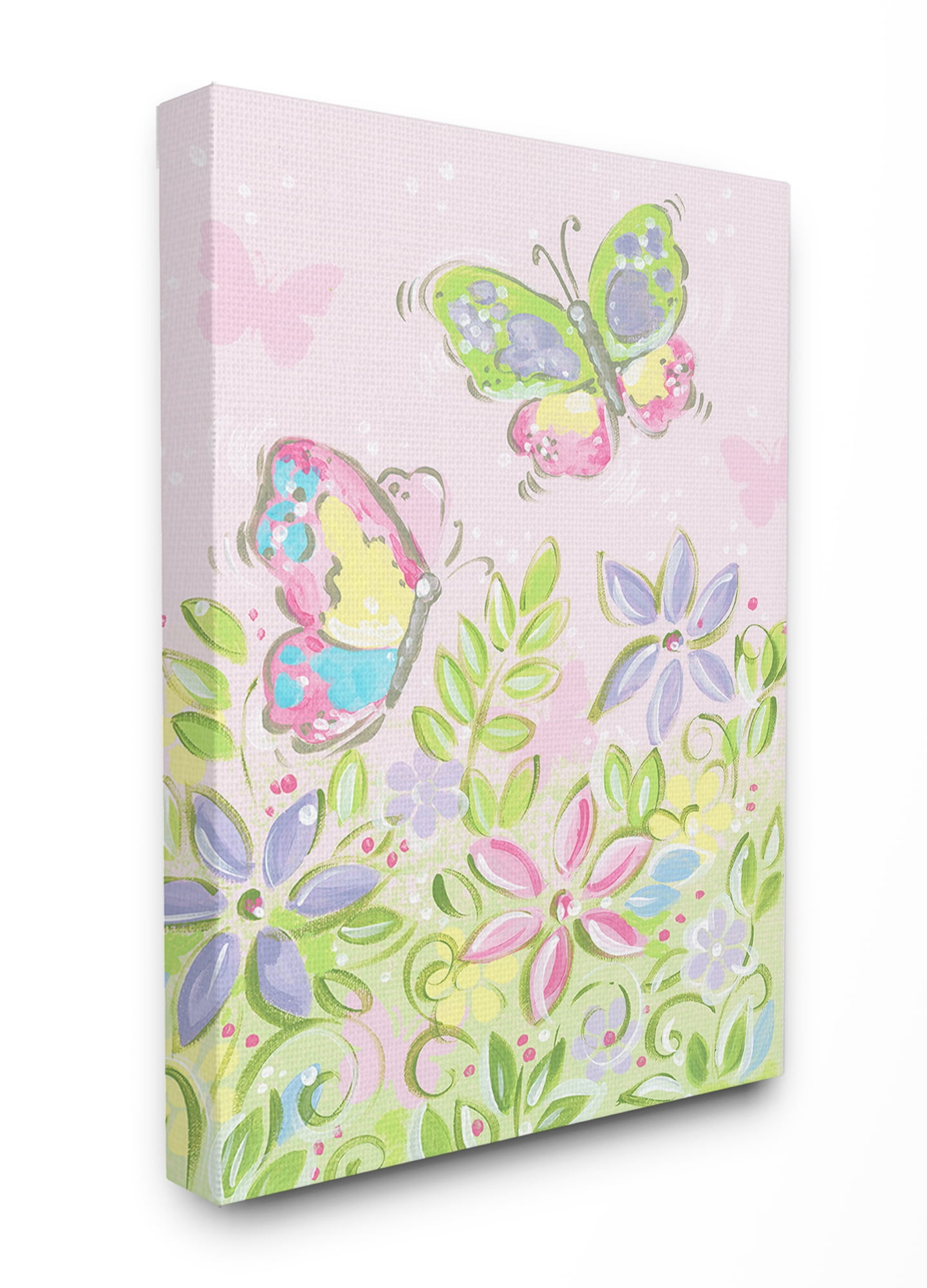 The Kids Room by Stupell Pastel Butterflies and Flowers XXL Stretched Canvas Wall Art, 30 x 1.5 x 40