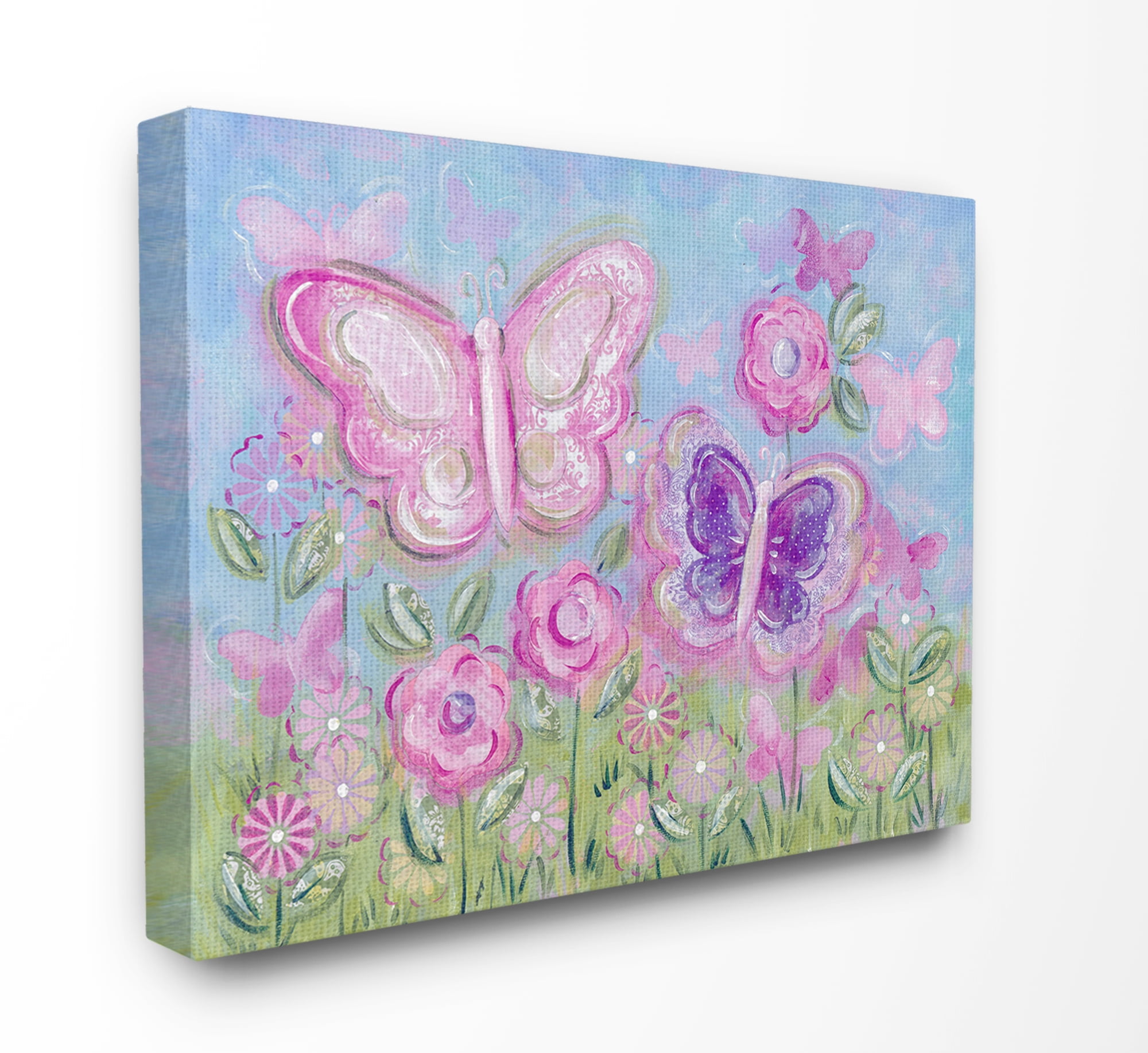The Kids Room by Stupell Pastel Butterflies in a Garden Stretched Canvas Wall Art, 16 x 1.5 x 20