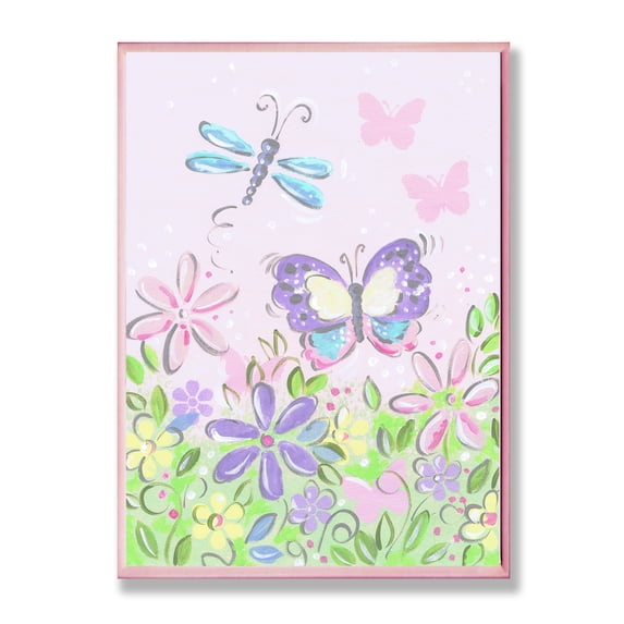 The Kids Room by Stupell Pastel Butterfly and Dragonfly Oversized Wall Plaque Art, 12.5 x 0.5 x 18.5