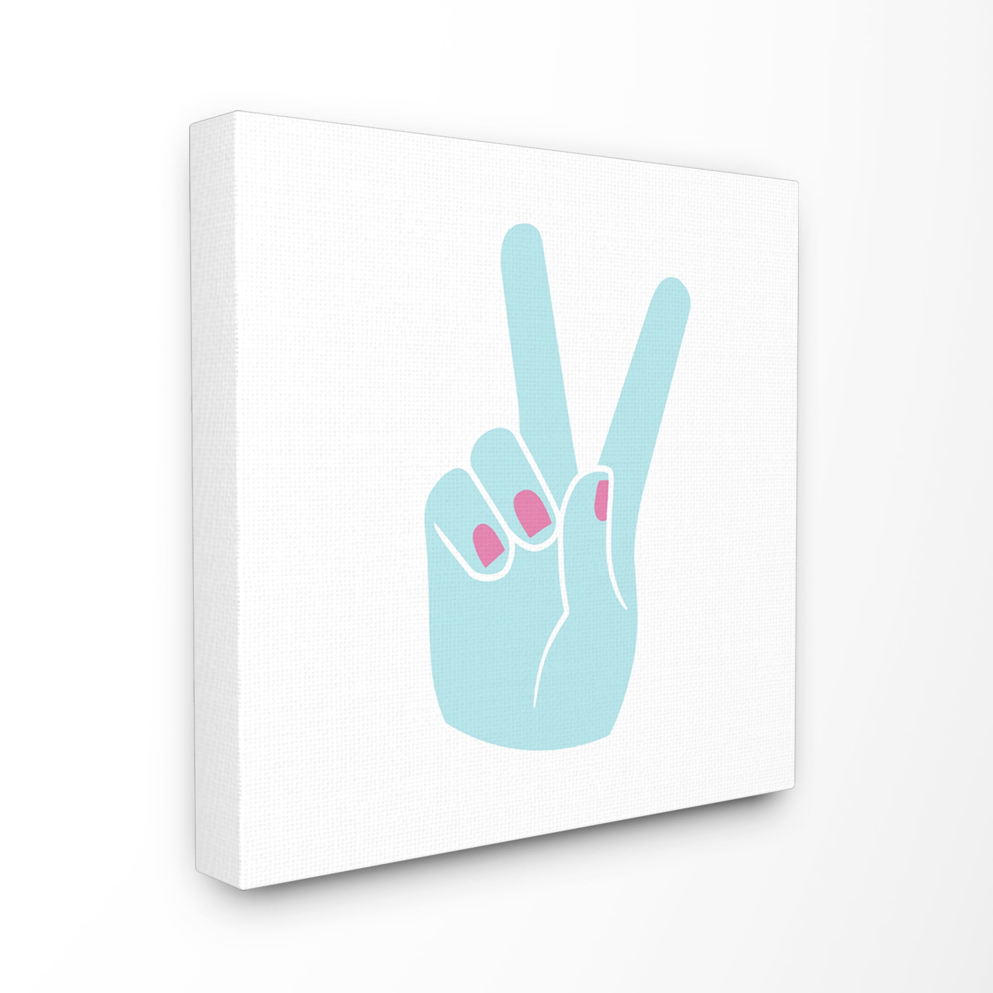 The Kids Room by Stupell Peace Hand Teal with Pink Nail Polish Canvas Wall Art by Daphne Poselli