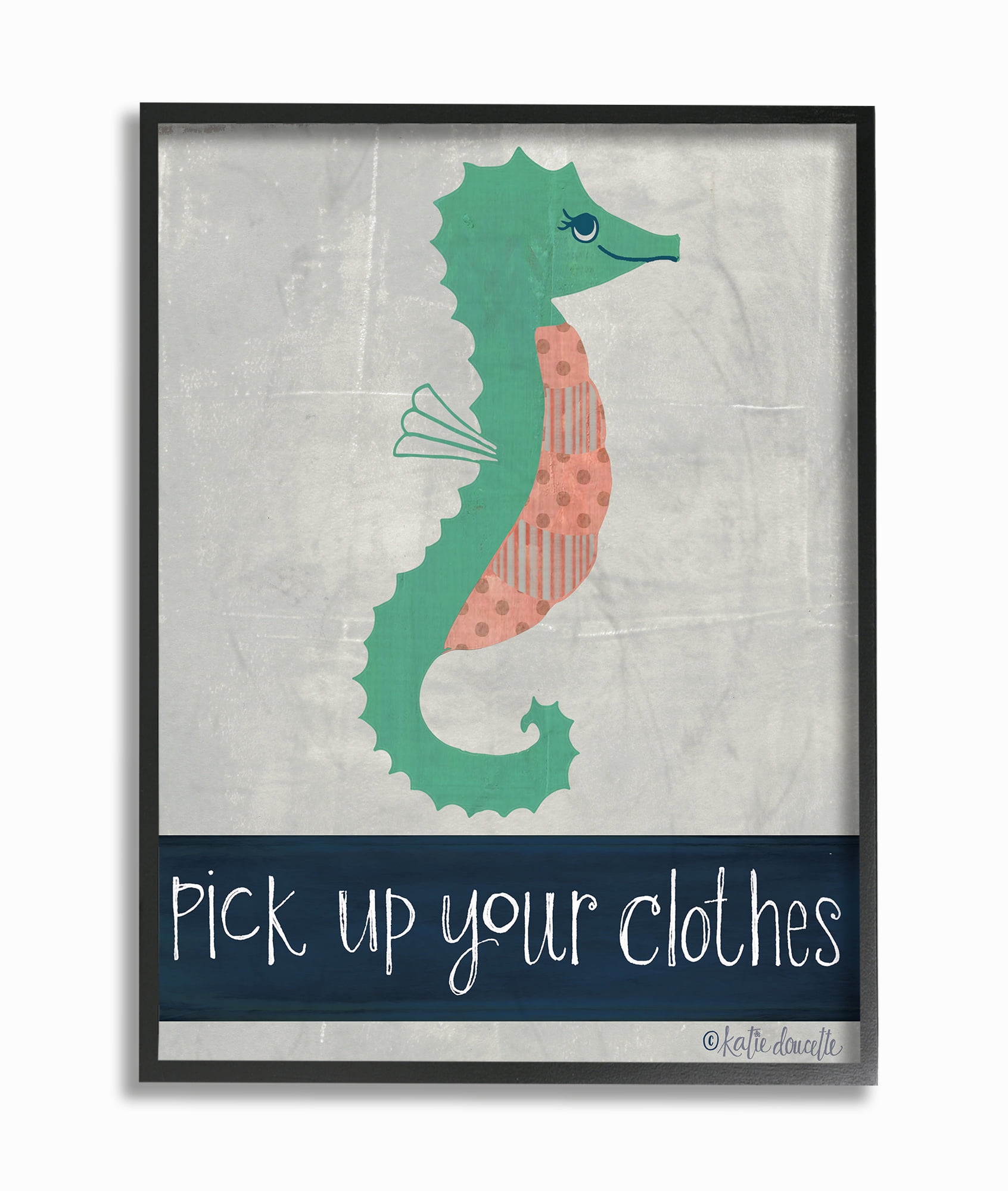 The Kids Room by Stupell Pick Up Your Clothes Seahorse Oversized Framed Giclee Texturized Art, 16 x 1.5 x 20