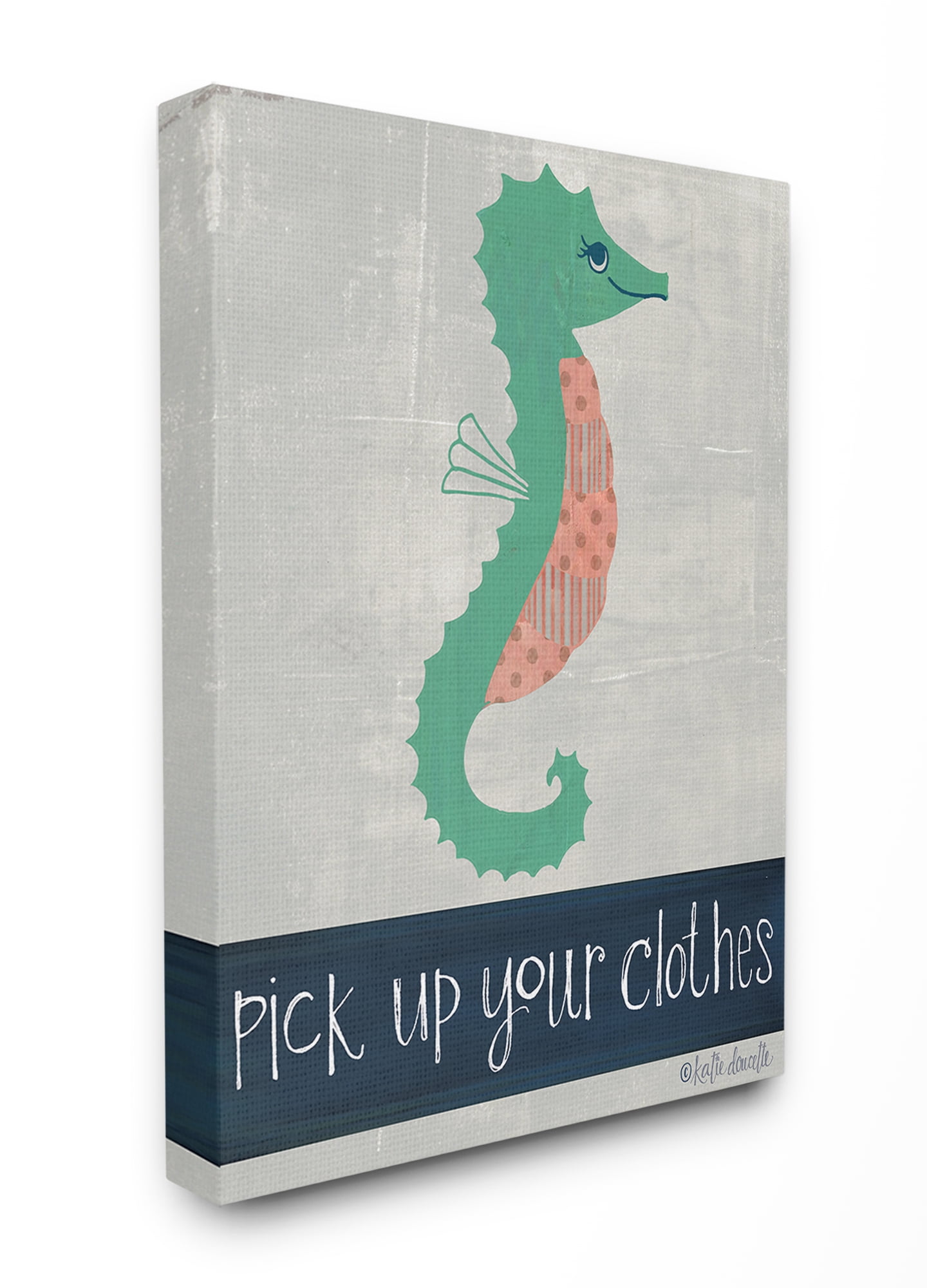 The Kids Room by Stupell Pick Up Your Clothes Seahorse Oversized Stretched Canvas Wall Art, 24 x 1.5 x 30