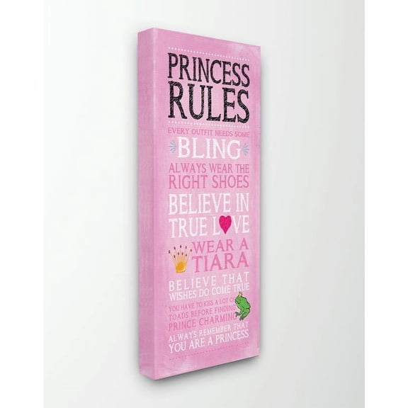 The Kids Room by Stupell Pink Princess Rules Canvas Wall Art by Stephanie Workman Marrott