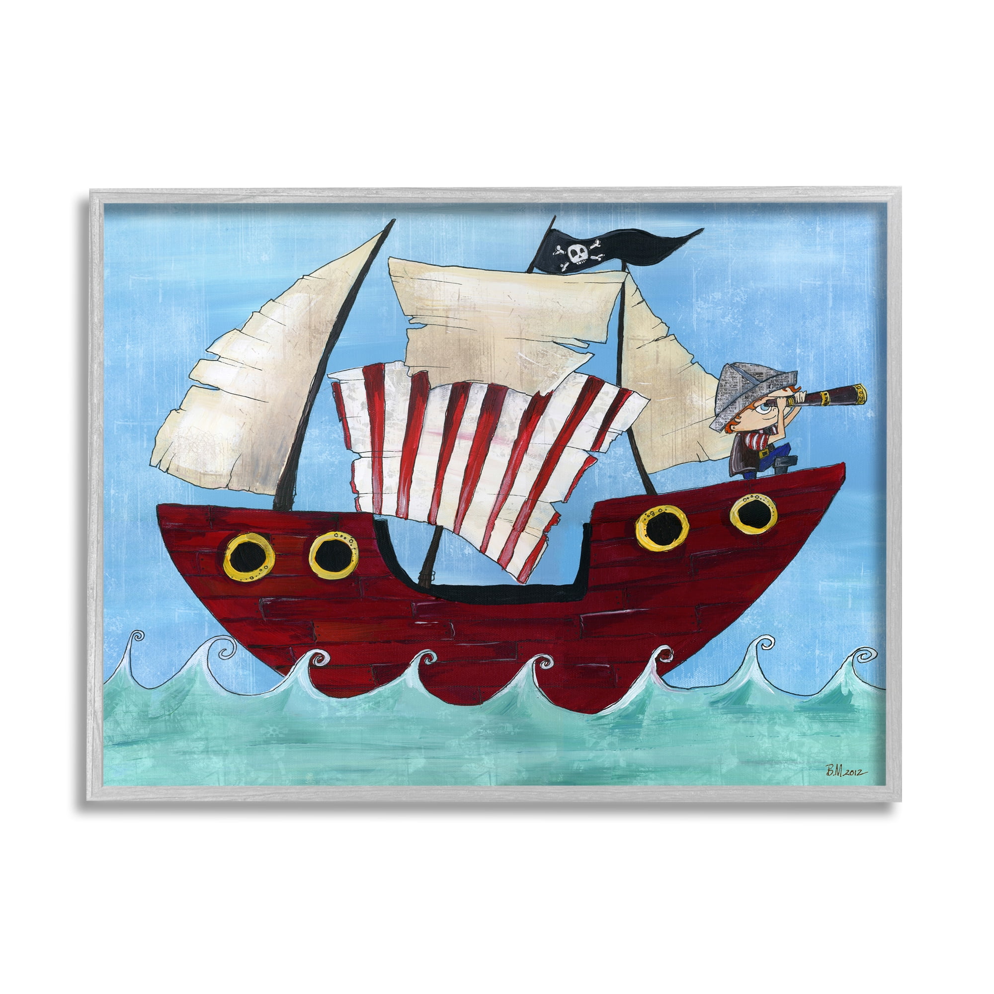 The Kids Room by Stupell Pirate Ship At Sea Framed Wall Art by Bealook Kids
