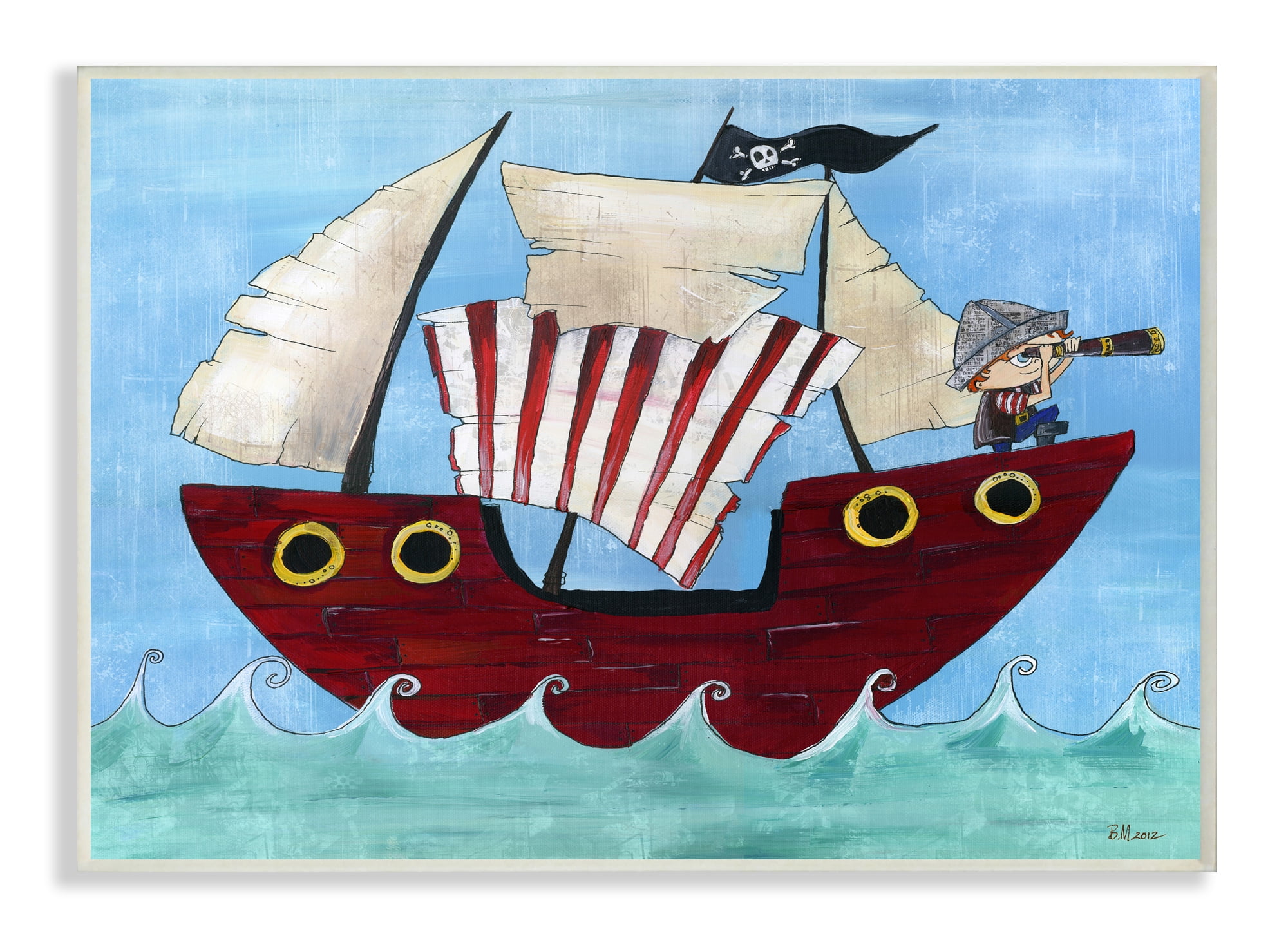 The Kids Room by Stupell Pirate Ship At Sea Wall Plaqueby Bealook Kids