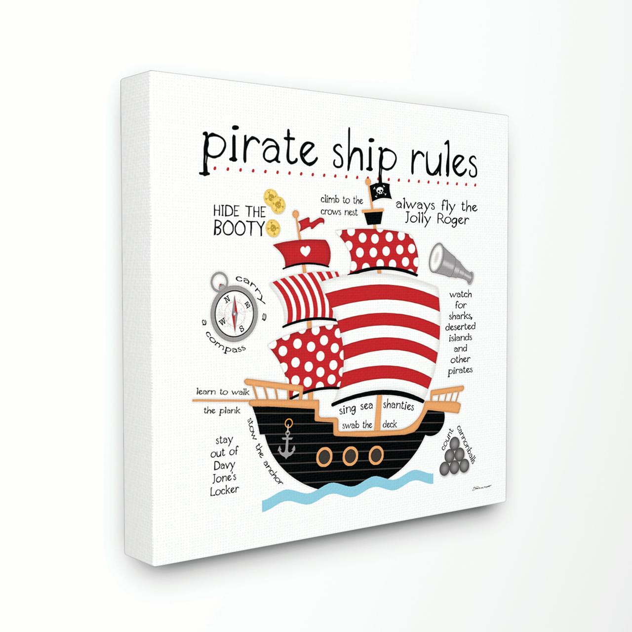 The Kids Room by Stupell Pirate Ship Rules Canvas Wall Art by Stephanie ...