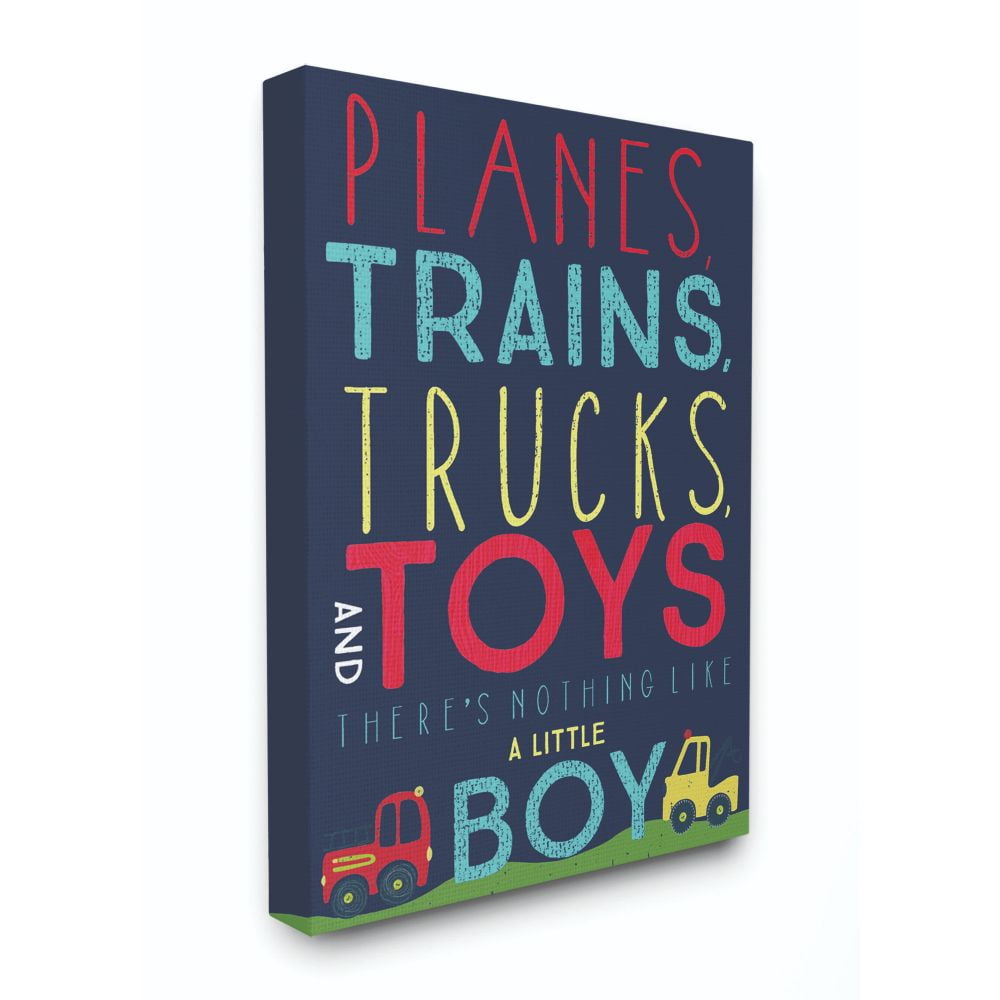Gray Ebony Wood Framed Kids Transportation Canvas Art