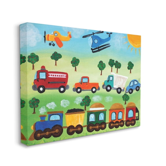 The Kids Room by Stupell Planes, Trains, and Automobiles XXL Stretched Canvas Wall Art, 30 x 1.5 x 40