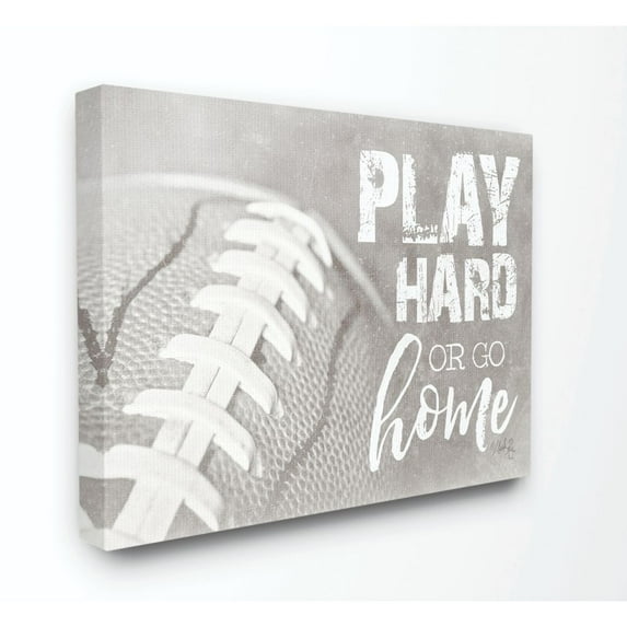 The Kids Room by Stupell Play Hard Or Go Home Black and White Football Canvas Wall Art