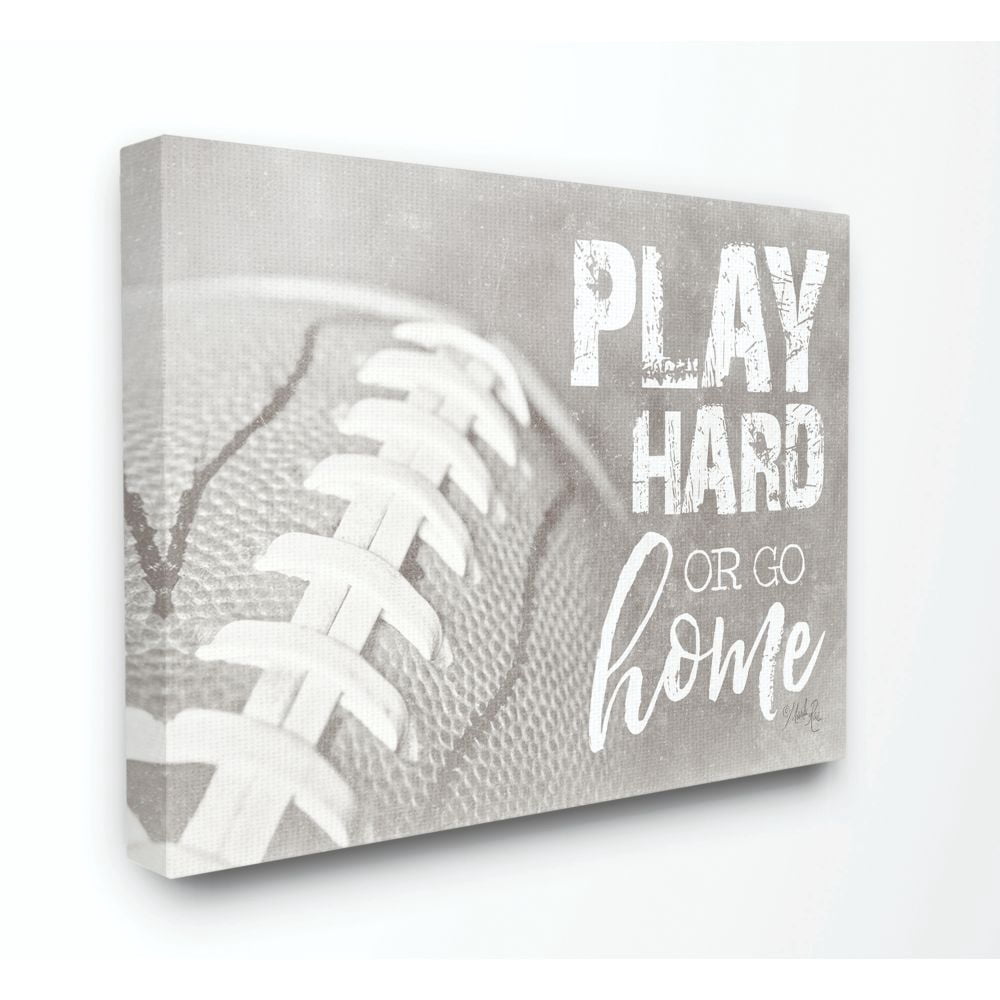 The Kids Room by Stupell Play Hard Or Go Home Black and White Football Canvas Wall Art