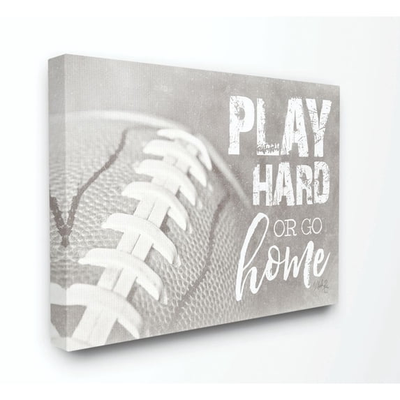 The Kids Room by Stupell Play Hard Or Go Home Black and White Football Canvas Wall Art