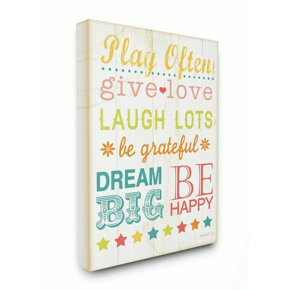 The Kids Room by Stupell Play Often Typography Canvas Wall Art by Jennifer Pugh