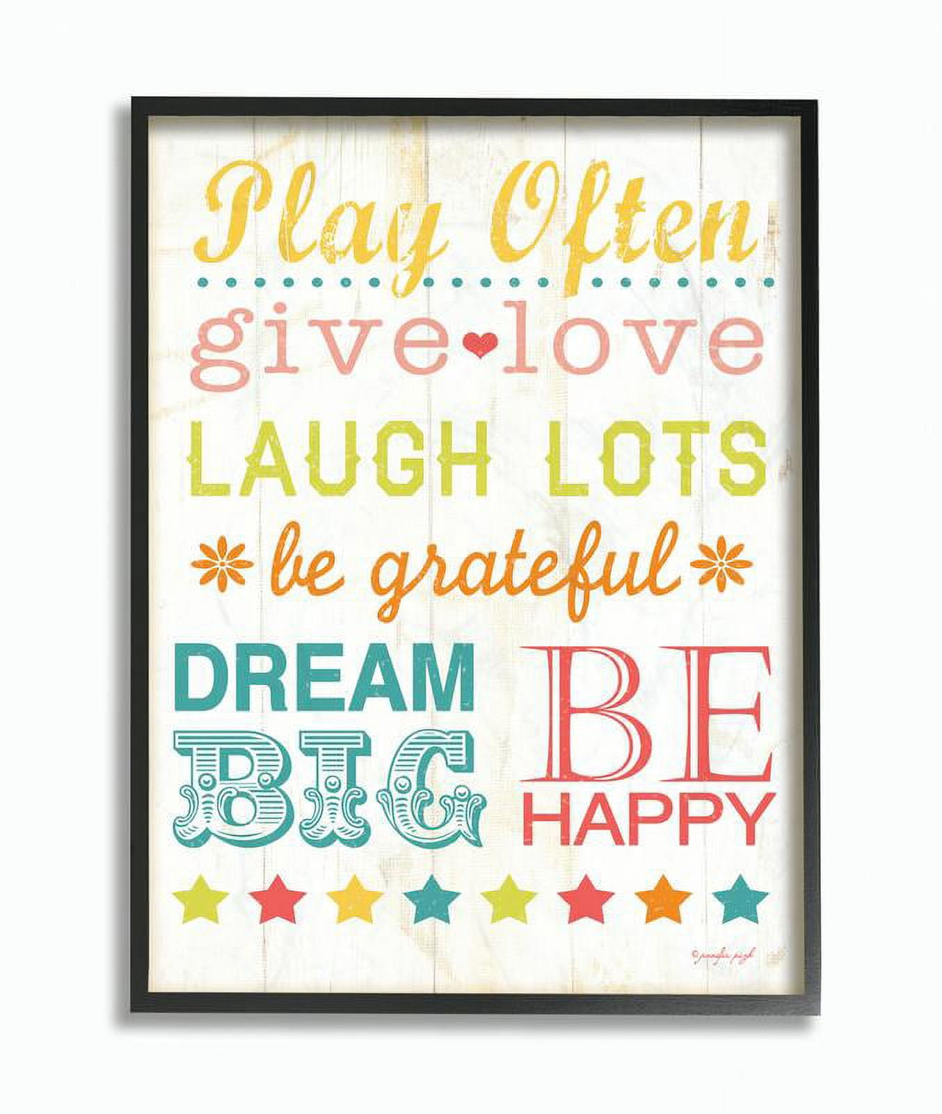 The Kids Room by Stupell Play Often Typography Framed Wall Art by Jennifer Pugh