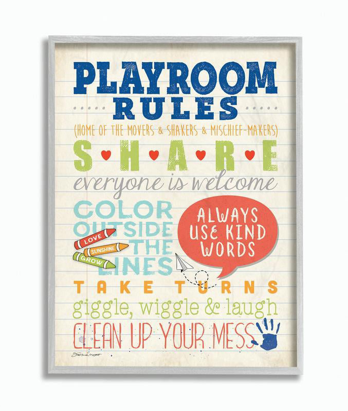 The Kids Room by Stupell Playroom Rules Notebook Paper Framed Wall Art by Stephanie Workman Marrott