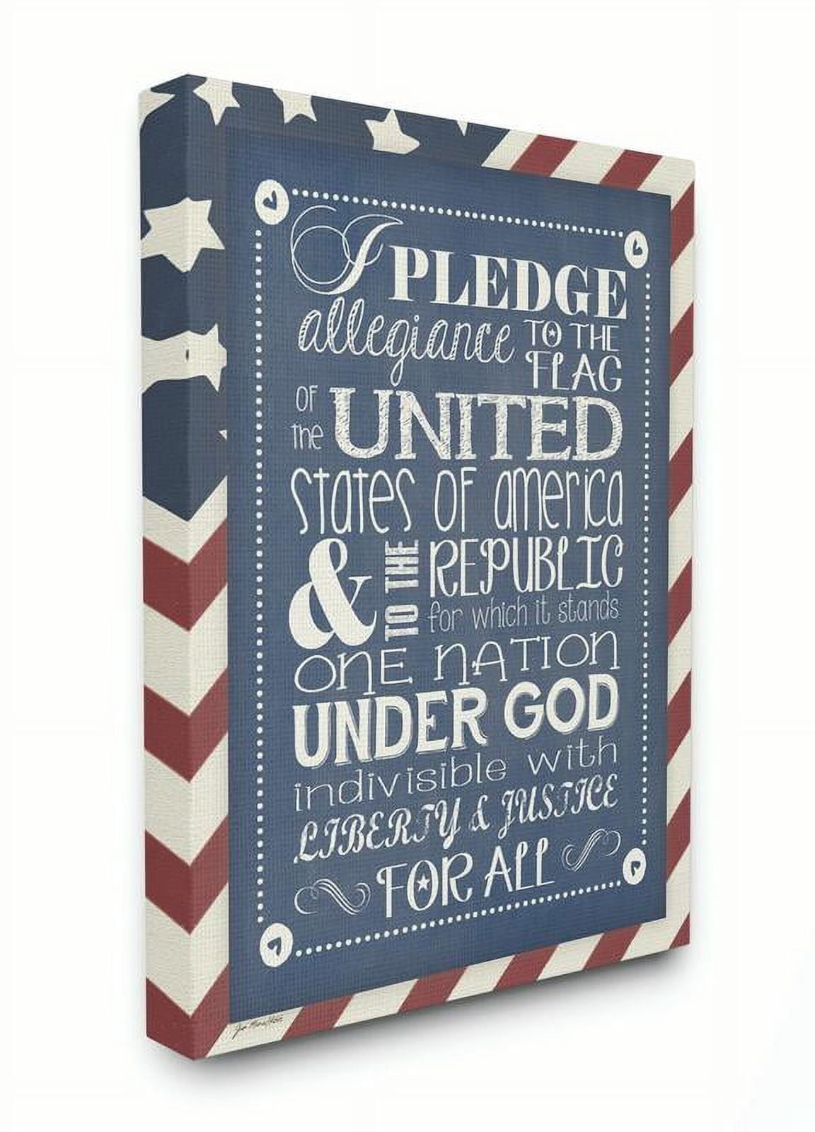 The Kids Room by Stupell Pledge Of Allegiance With American Flag Background Canvas Wall Art by Jo Moulton