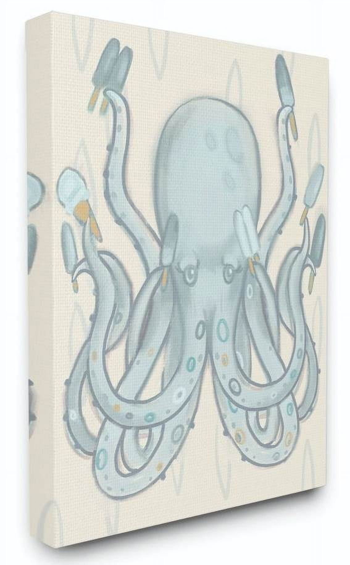 The Kids Room by Stupell Popsicle Octopus Ocean Sea Animal Blue Kids Drawing Canvas Wall Art by Daphne Polselli