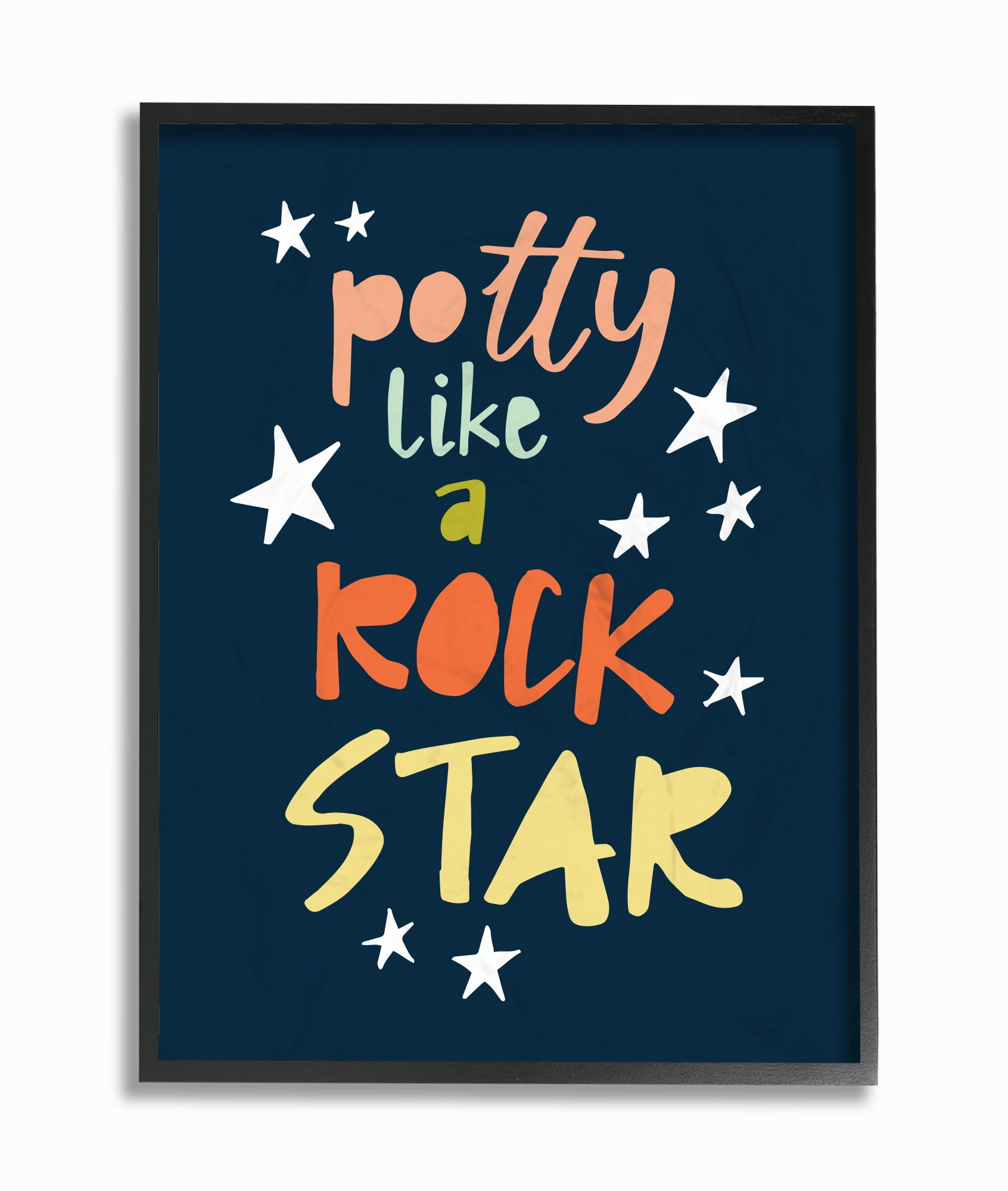 The Kids Room by Stupell Potty Like A Rock Star Typography Framed Giclee Texturized Art, 11 x 1.5 x 14