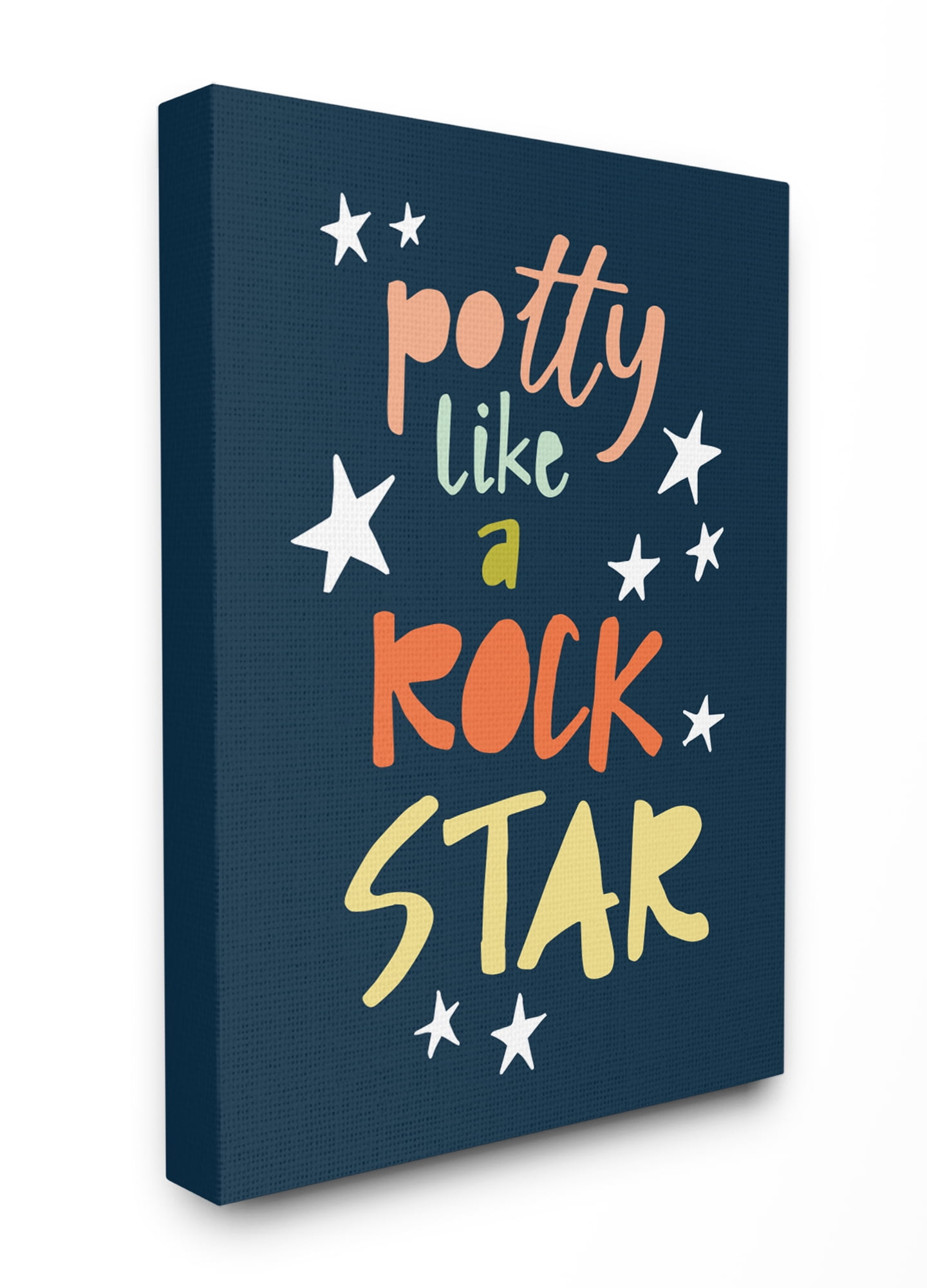 The Kids Room by Stupell Potty Like A Rock Star Typography Oversized Stretched Canvas Wall Art, 24 x 1.5 x 30