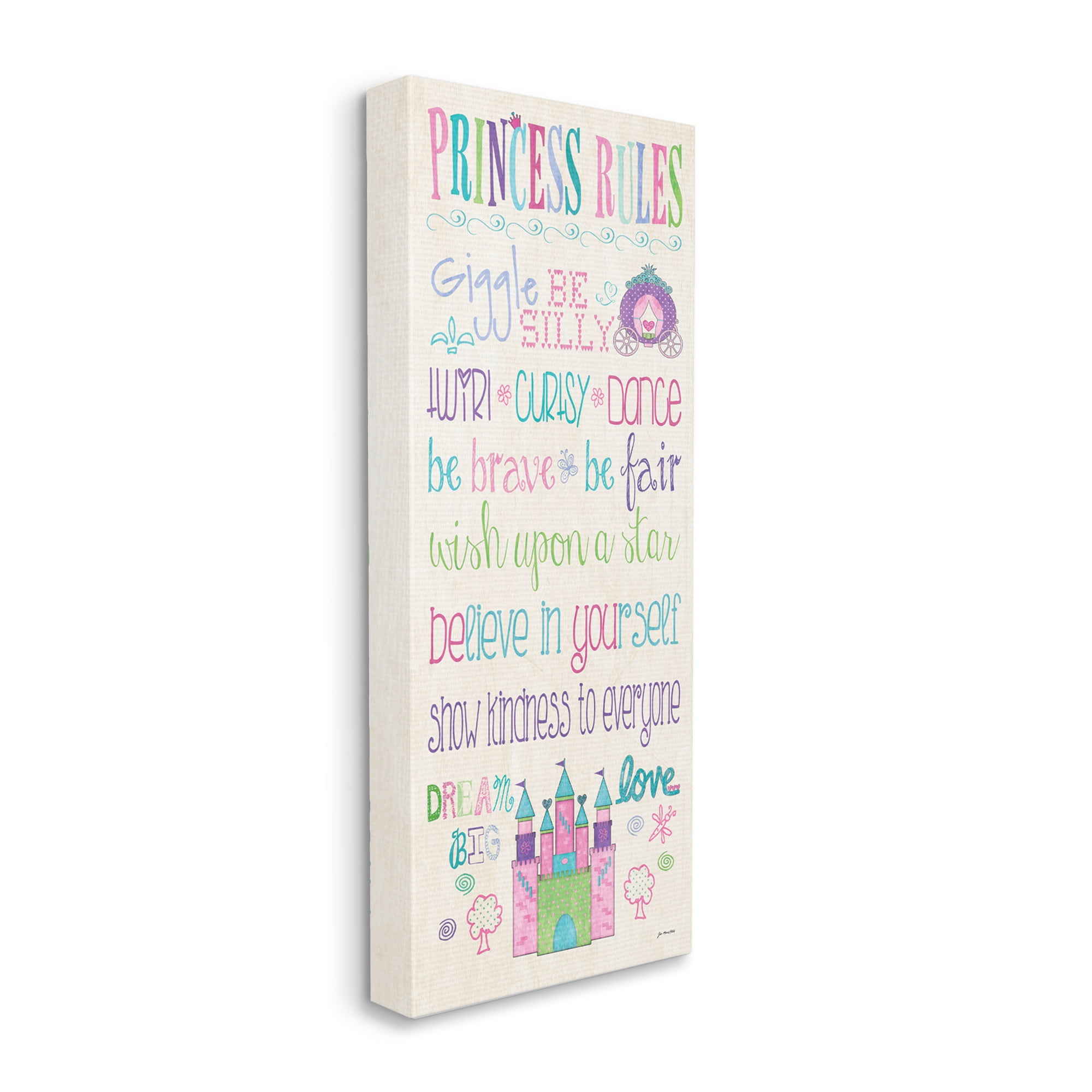 Princess Rules Multicolor Canvas Art for Kids Room