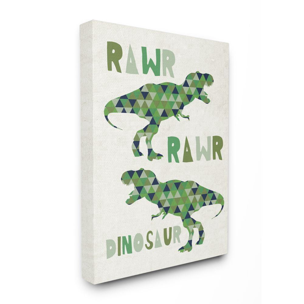 The Kids Room by Stupell Rawr Blue Green Dinosaur Kids Word Design Canvas Wall Art by Daphne Polselli