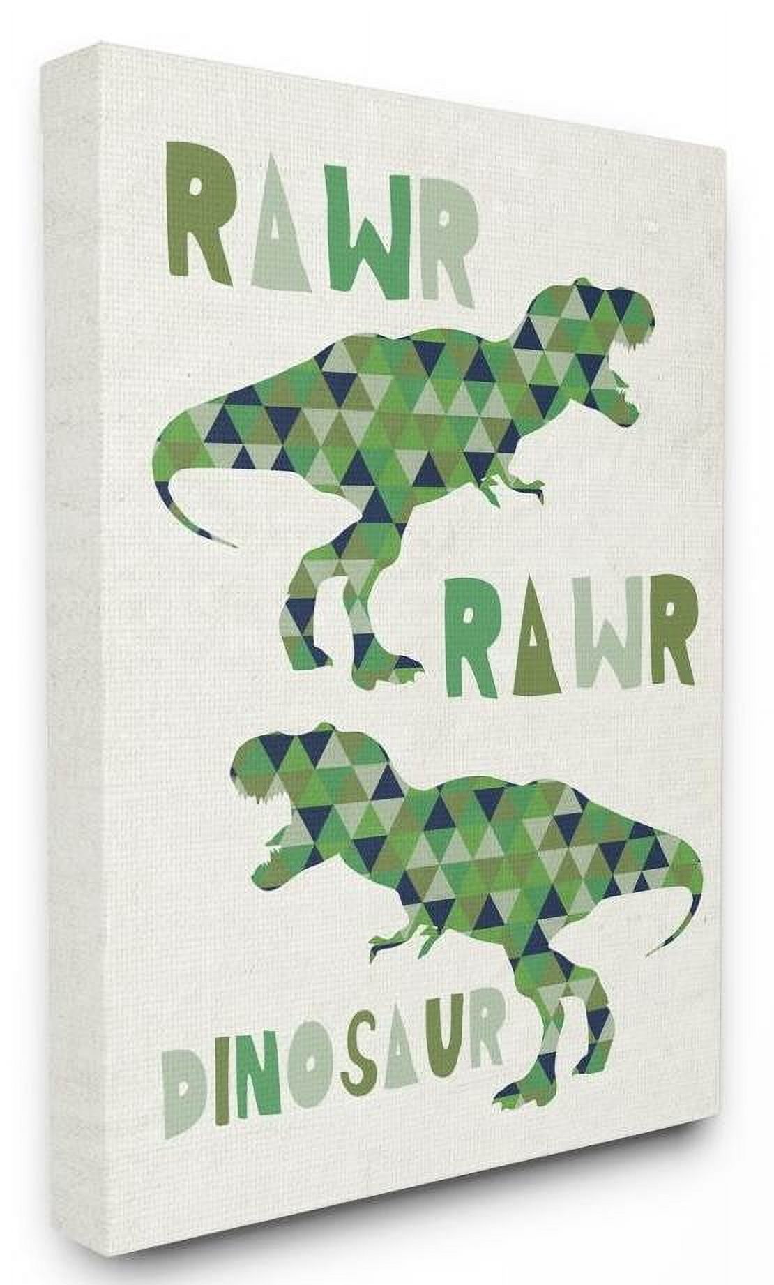 The Kids Room by Stupell Rawr Blue Green Dinosaur Kids Word Design Canvas Wall Art by Daphne Polselli