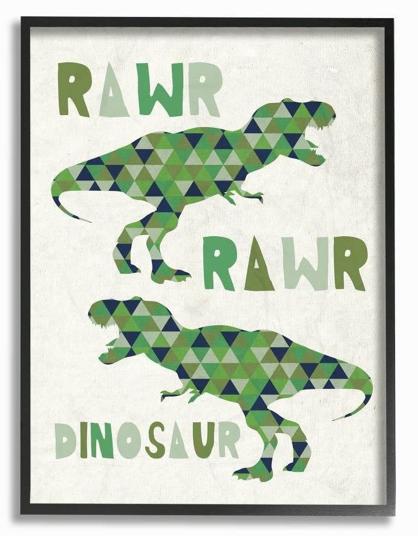 The Kids Room by Stupell Rawr Blue Green Dinosaur Kids Word Design Framed Wall Art by Daphne Polselli
