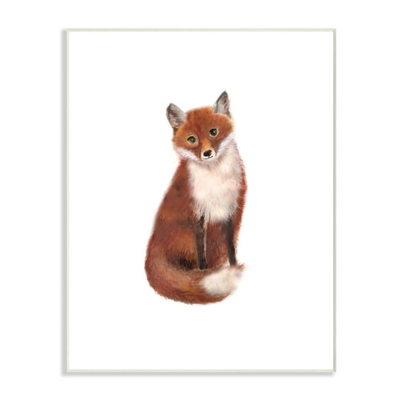 The Kids Room by Stupell Red Fox Watercolor Illustration Wall Plaque Art, 10 x 0.5 x 15