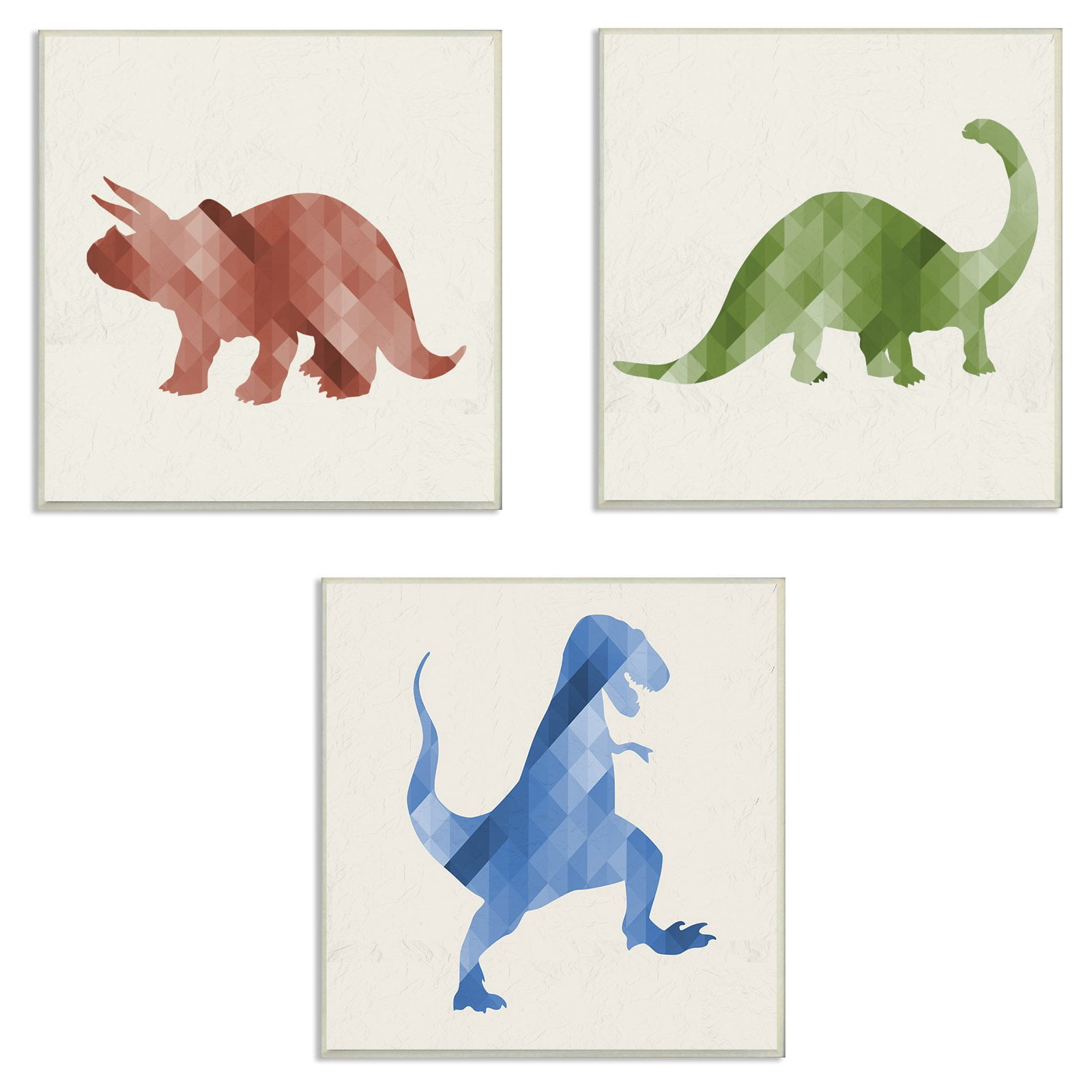 The Kids Room by Stupell Red Green Blue Dinosaurs 3pc Wall Plaque Art Set, 3pc, each 12 x 0.5 x 12