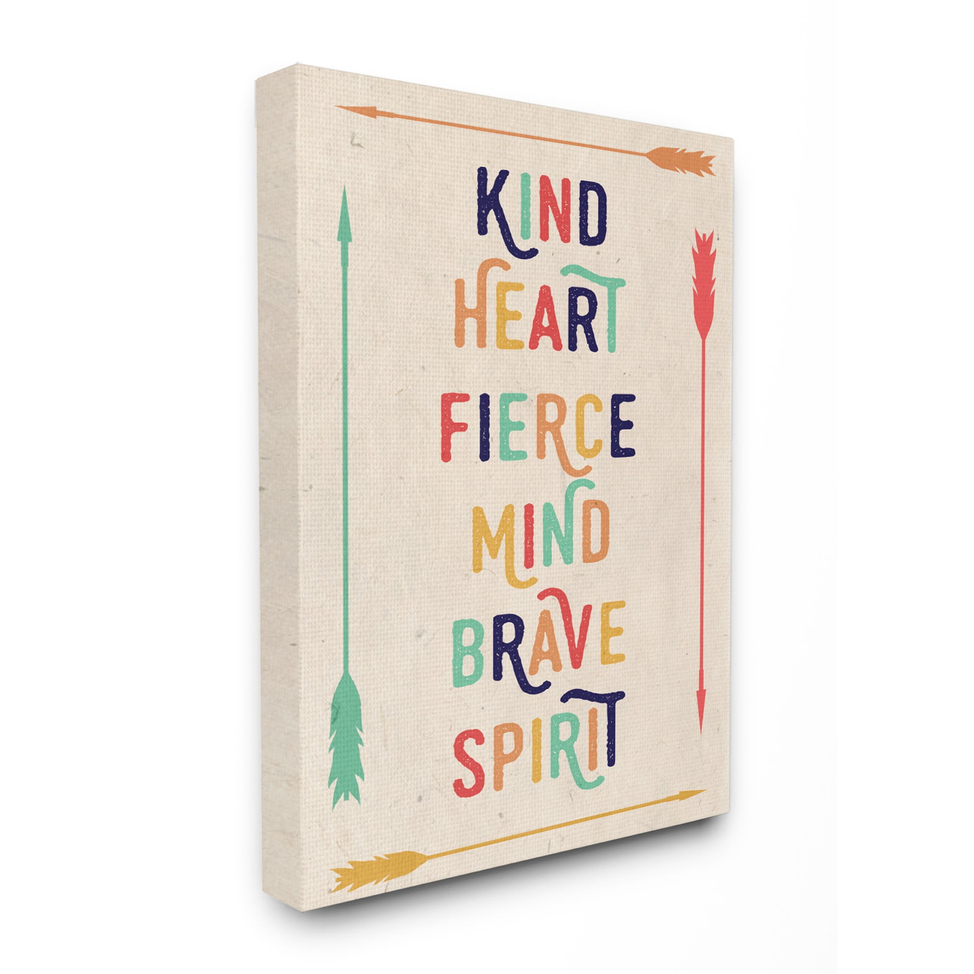 The Kids Room by Stupell Red Orange Blue and Green Kind Heart Arrows Typography Oversized Stretched Canvas Wall Art, 24 x 1.5 x 30