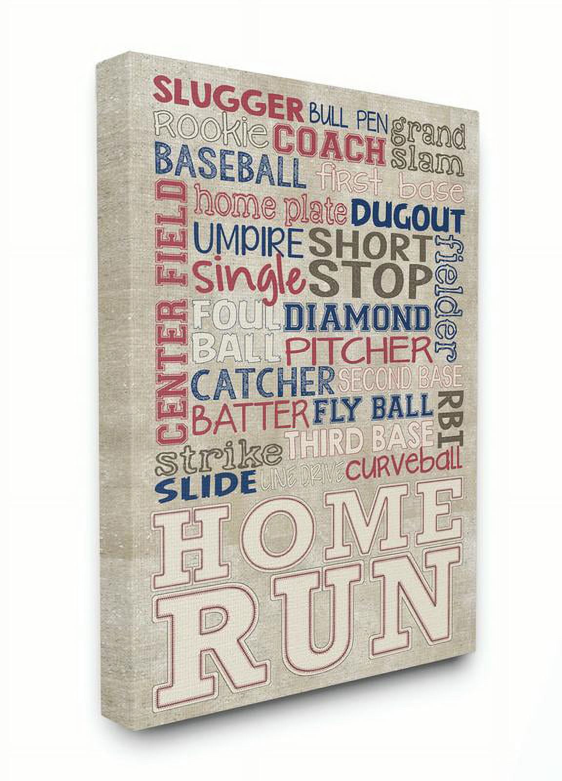 The Kids Room by Stupell Red White and Blue Baseball Typog Canvas Wall Art by Erica Billups