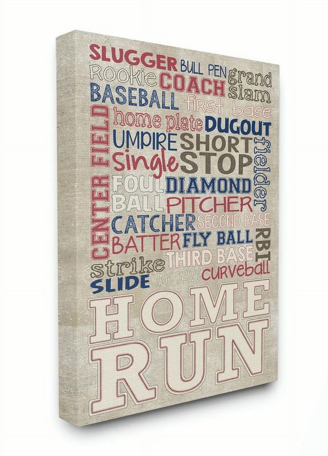 The Kids Room by Stupell Red White and Blue Baseball Typog Canvas Wall Art by Erica Billups