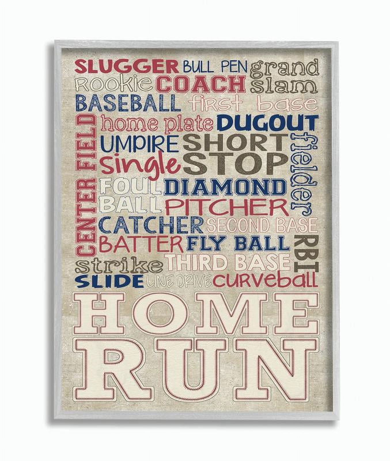 The Kids Room by Stupell Red White and Blue Baseball Typog Framed Wall Art by Erica Billups