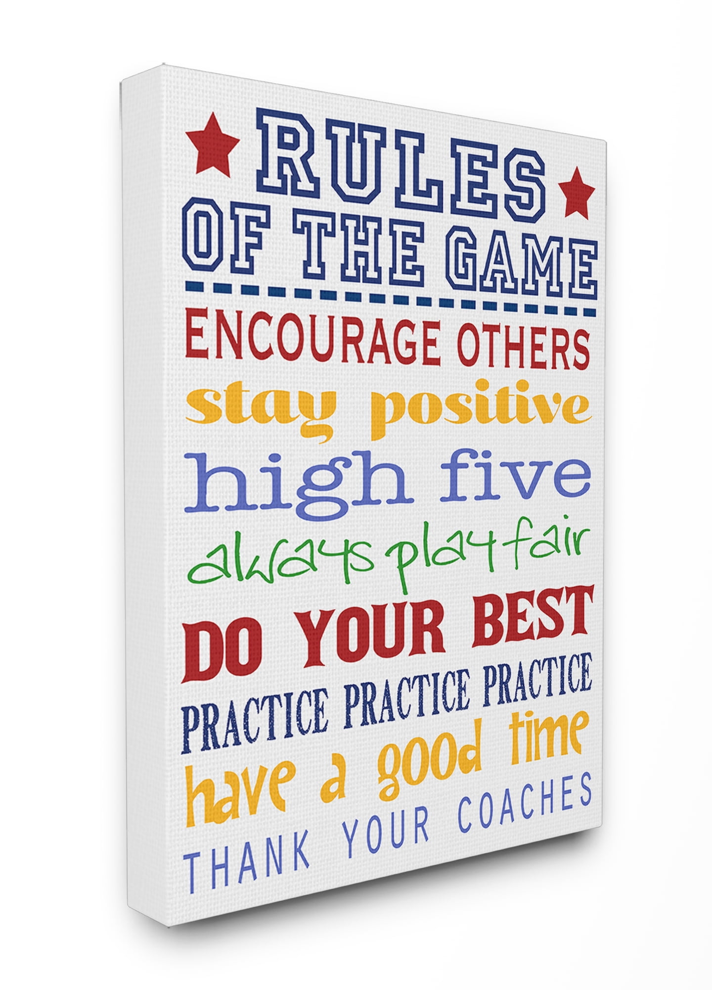 The Kids Room by Stupell Rules of the Game Blue and Red Typography Stretched Canvas Wall Art, 16 x 1.5 x 20