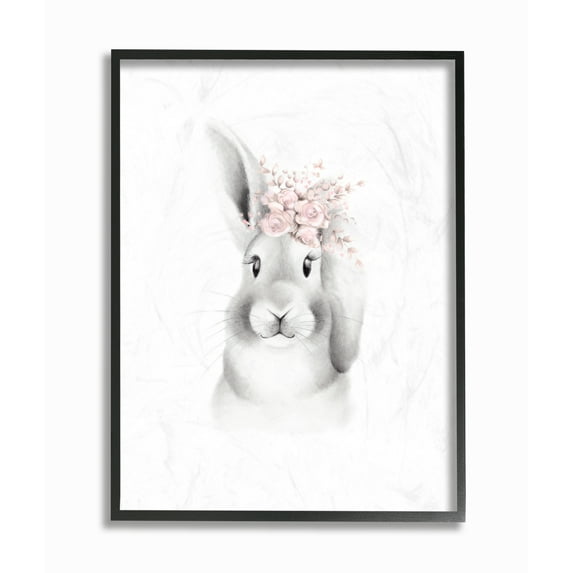 The Kids Room by Stupell Sketched Fluffy Bunny Flowers Framed Wall Art by Studio Q
