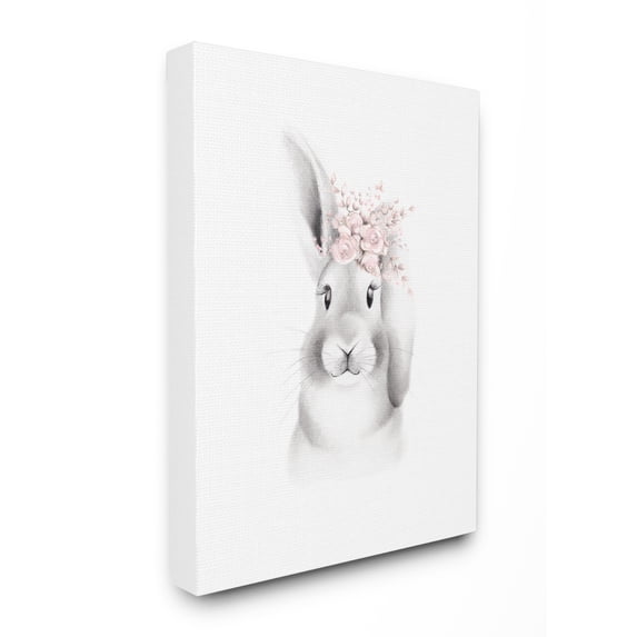 The Kids Room by Stupell Sketched Fluffy Bunny Flowers Stretched Canvas Wall Art, 16 x 1.5 x 20