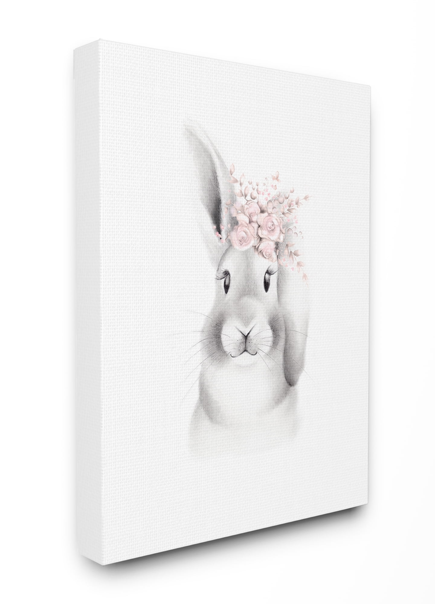 The Kids Room by Stupell Sketched Fluffy Bunny Flowers Stretched Canvas Wall Art, 30 x 1.5 x 40