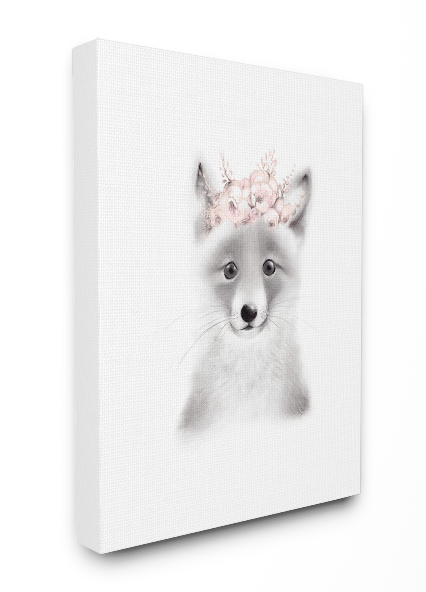 The Kids Room by Stupell Sketched Fluffy Fox Flowers Canvas Wall Art by Studio Q