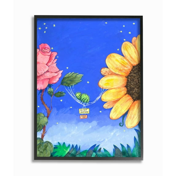 The Kids Room by Stupell Sleepy Spider Flowers Blue Kids Nursery Painting Framed Wall Art by The Saturday Evening Post