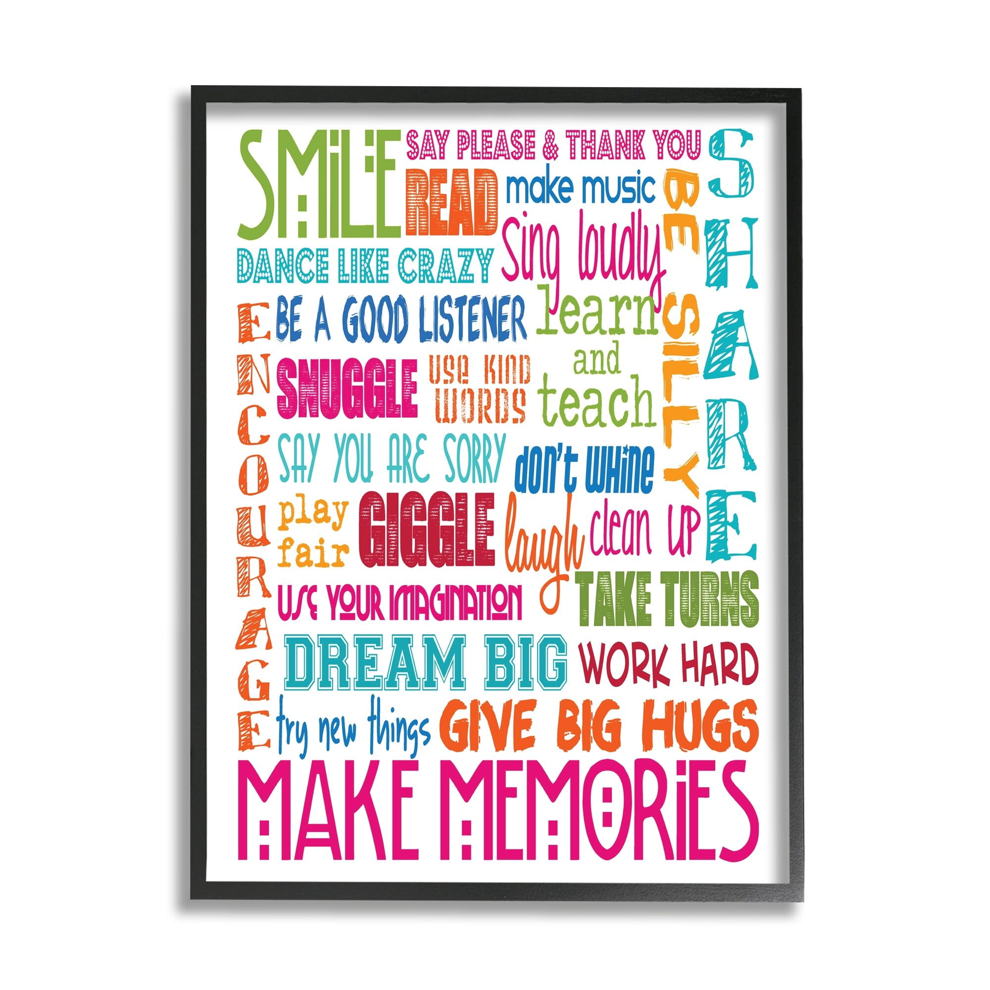 The Kids Room by Stupell Smile Make Memories Rainbow Framed Wall Art by Erica Billups