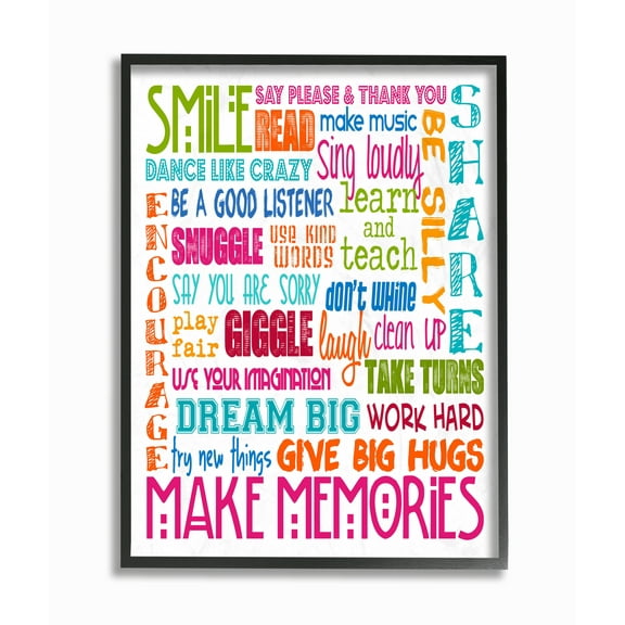 The Kids Room by Stupell Smile Make Memories Rainbow Framed Wall Art by Erica Billups