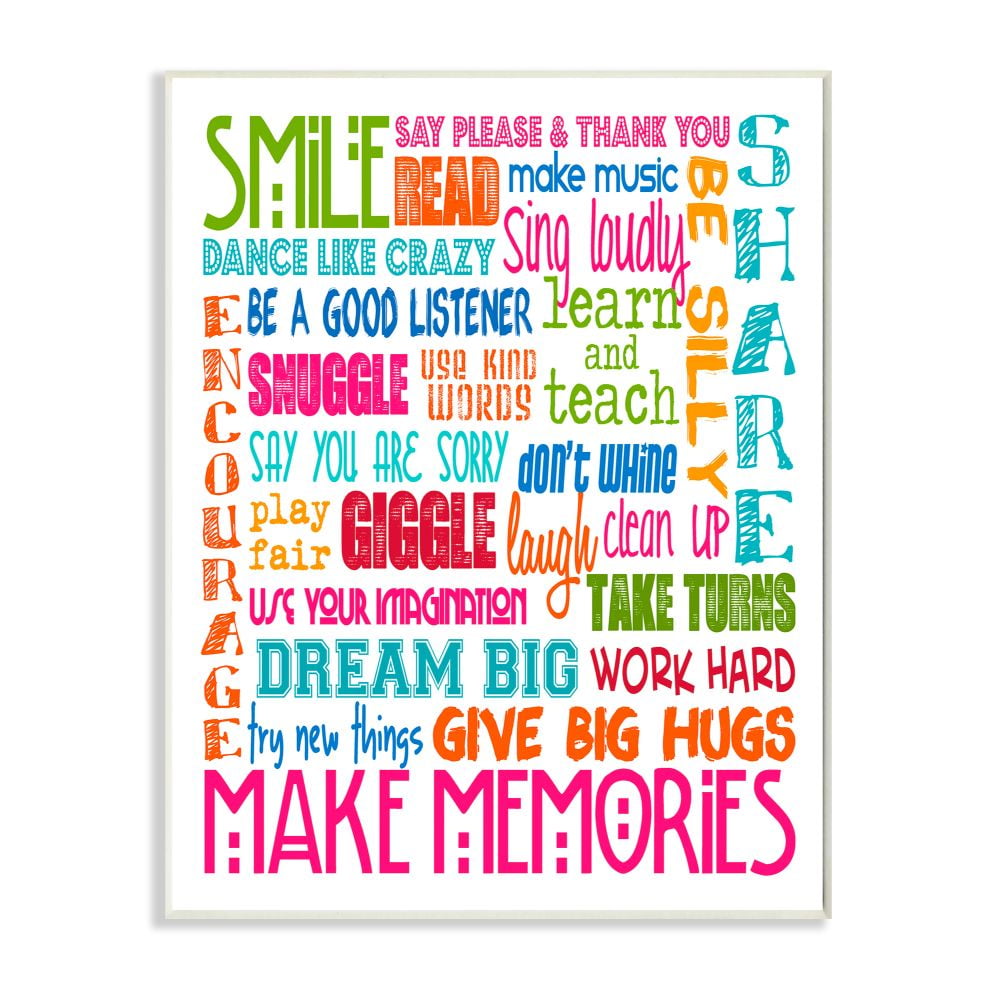 The Kids Room by Stupell Smile Make Memories Rainbow Wall Plaqueby Erica Billups