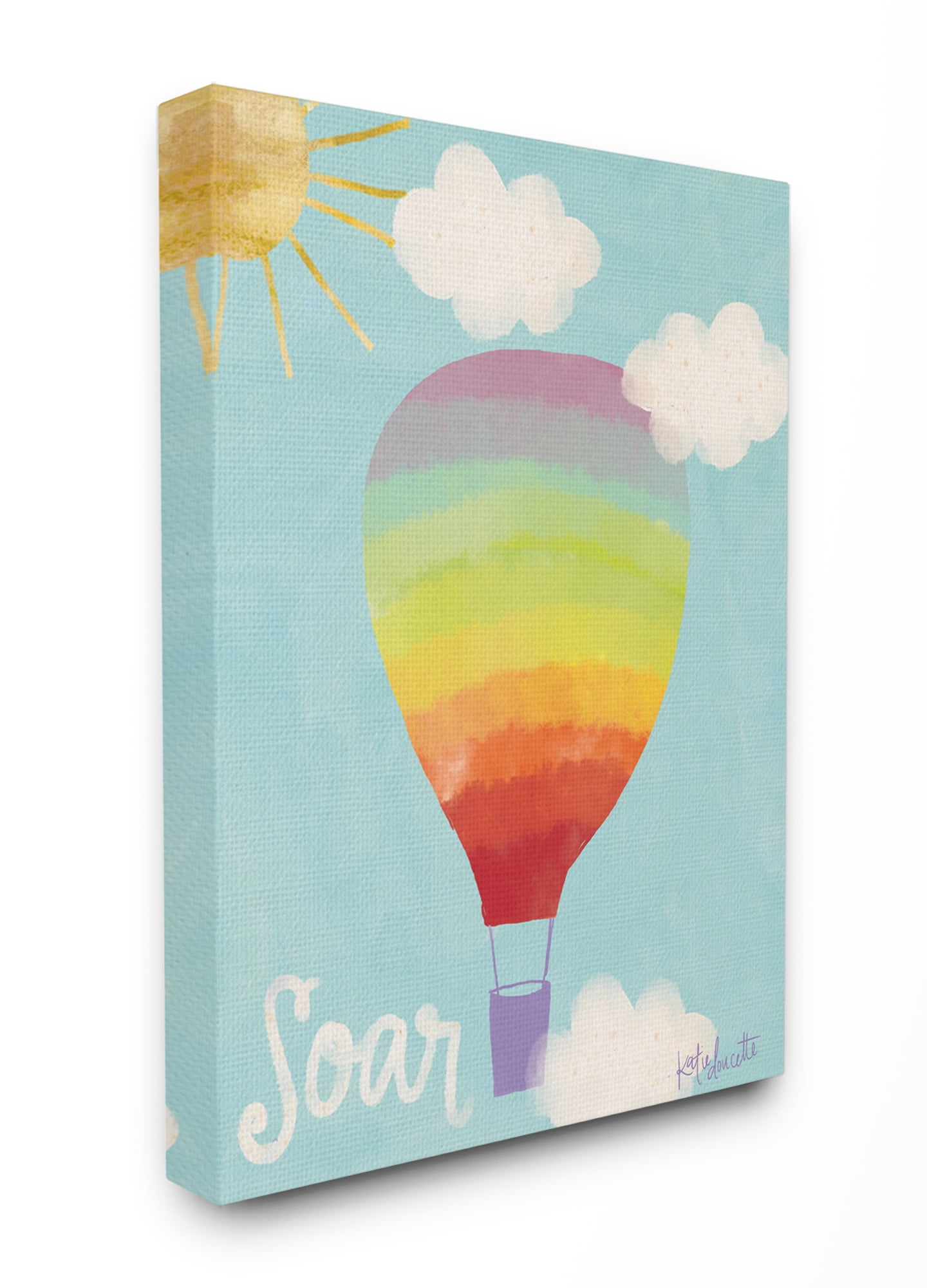 The Kids Room by Stupell Soar Rainbow Hot Air Balloon Canvas Wall Art by Katie Doucette