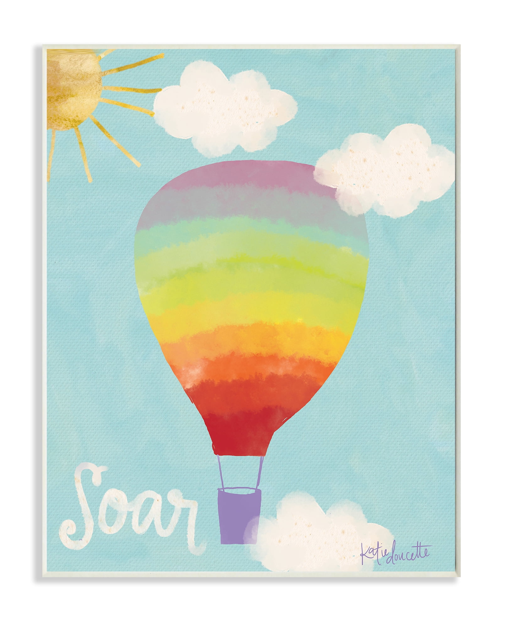 The Kids Room by Stupell Soar Rainbow Hot Air Balloon Wall Plaqueby Katie Doucette