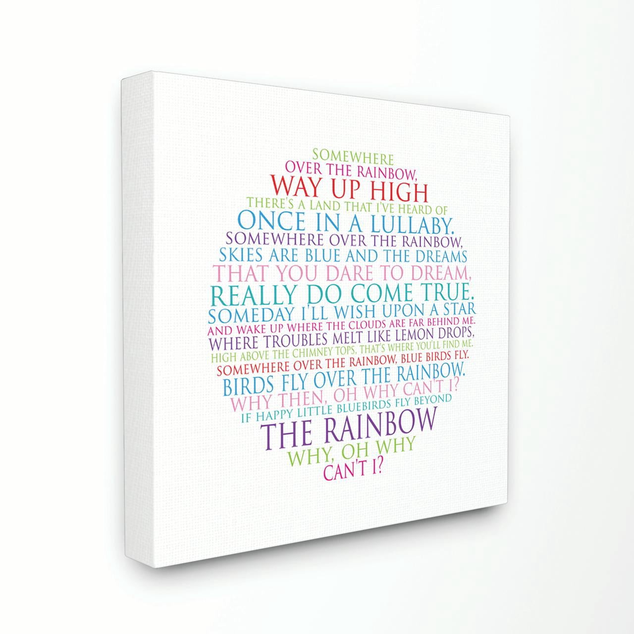 The Kids Room by Stupell Somewhere Over The Rainbow Circle Typog Canvas Wall Art by Susan Newberry Designs