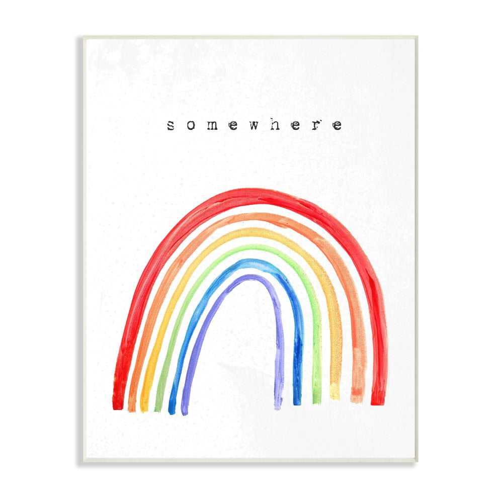 The Kids Room by Stupell Somewhere Over The Rainbow Painted Lines Wood Wall Art