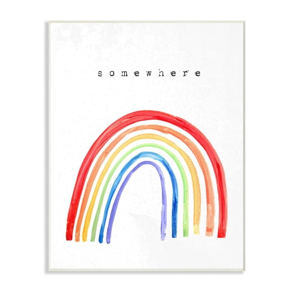 The Kids Room by Stupell Somewhere Over The Rainbow Painted Lines Wood Wall Art
