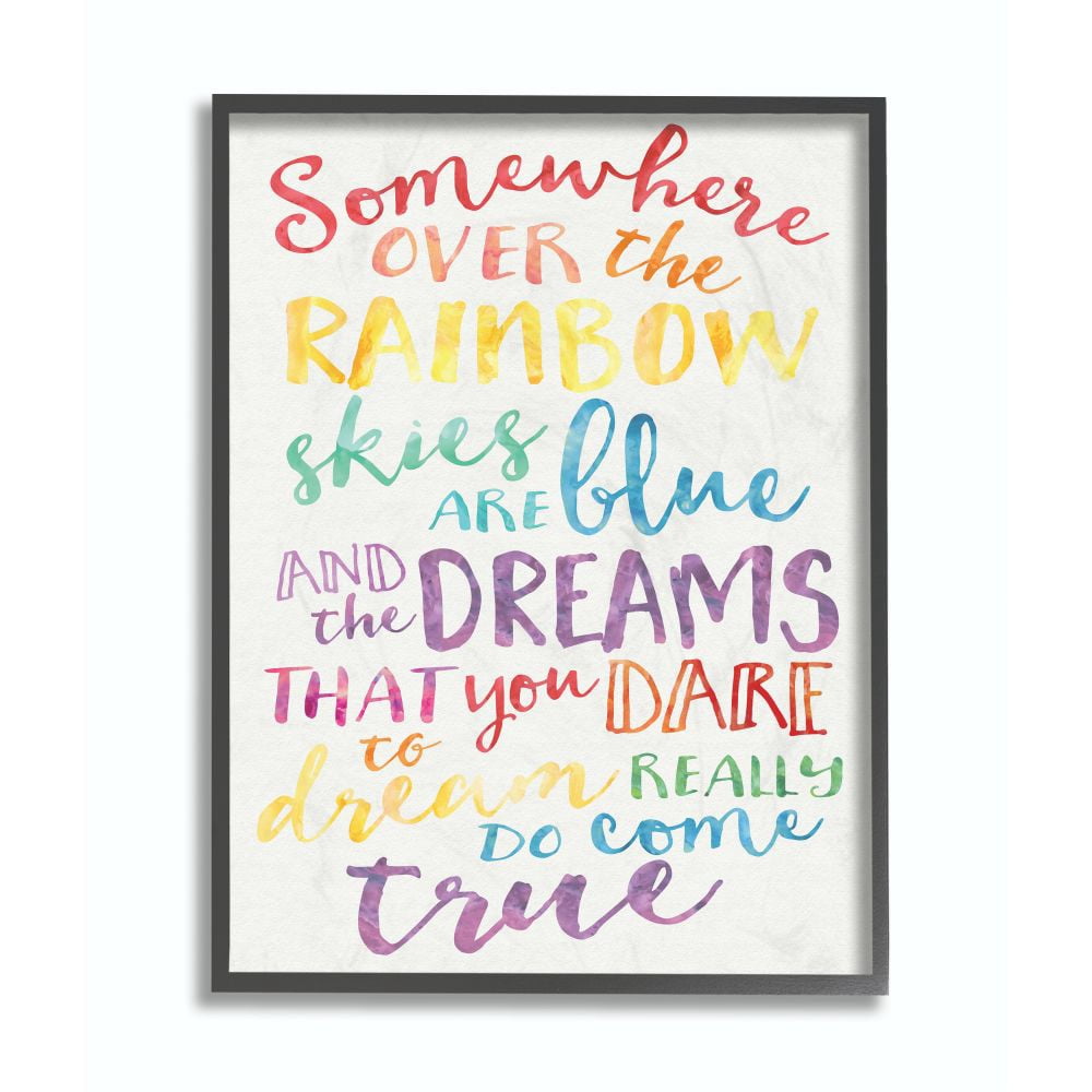 The Kids Room by Stupell Somewhere Over the Rainbow Watercolors Framed Wall Art by Erica Billups