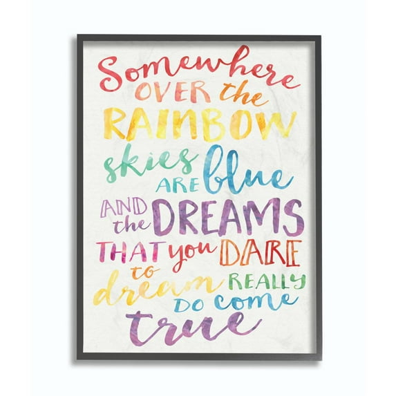 The Kids Room by Stupell Somewhere Over the Rainbow Watercolors Framed Wall Art by Erica Billups