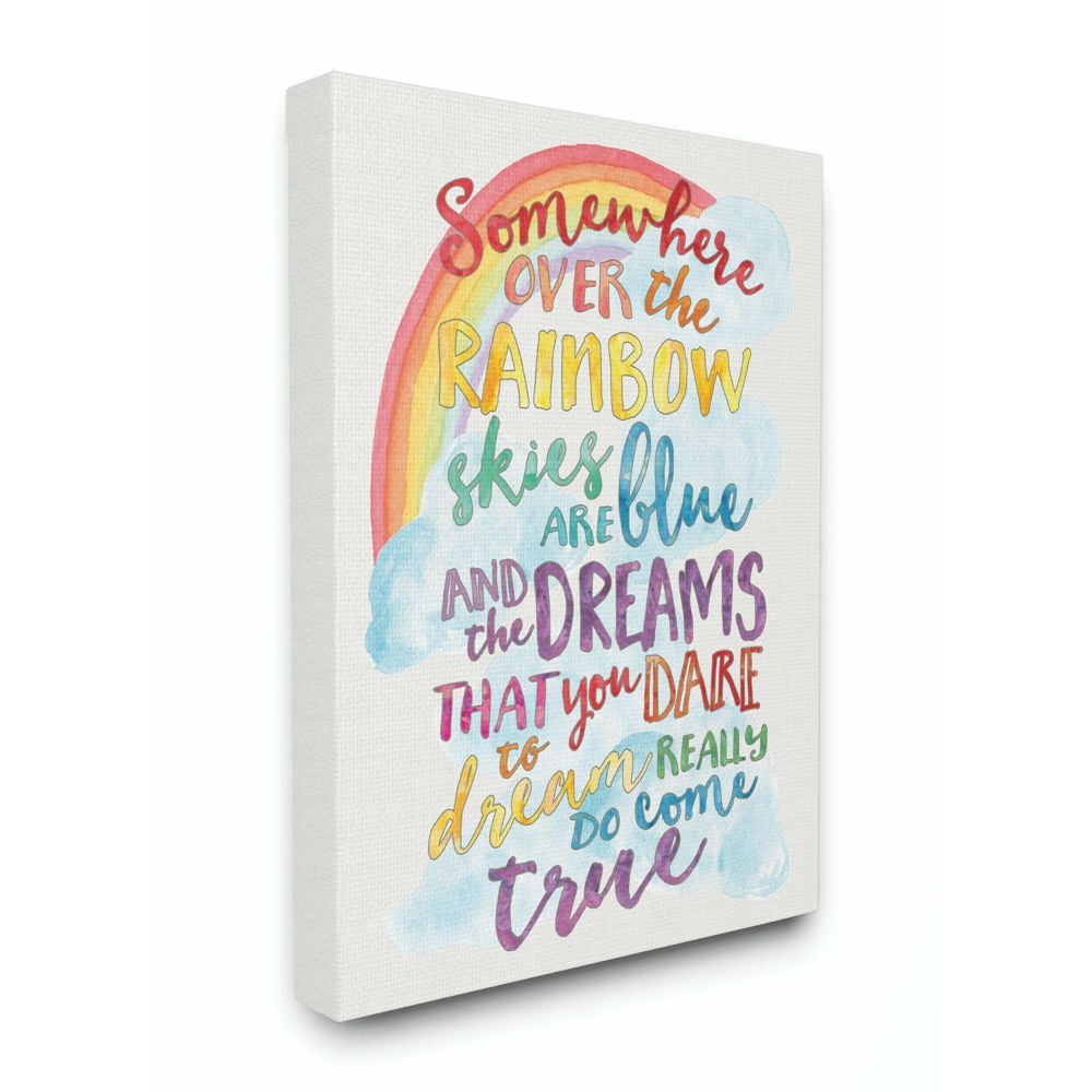 The Kids Room by Stupell Somewhere Over the Rainbow With Rainbow Canvas Wall Art by Erica Billups