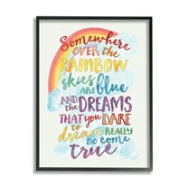 The Kids Room by Stupell Somewhere Over the Rainbow With Rainbow Framed Wall Art by Erica Billups